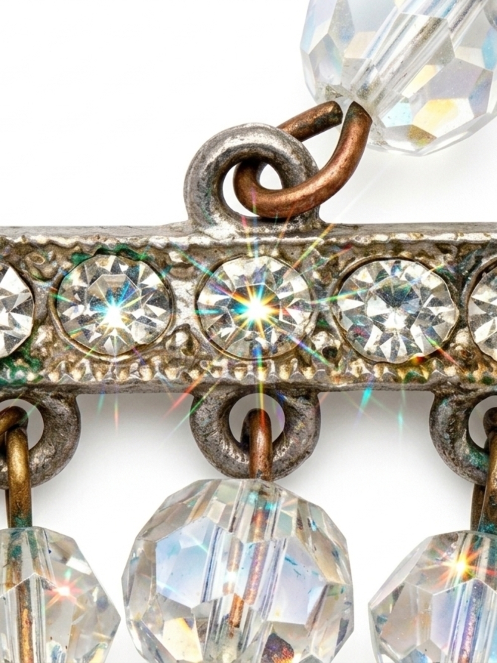 Stunning vintage multi-strand Aurora Borealis (AB) crystal necklace from the 50s - Picture 5 of 6